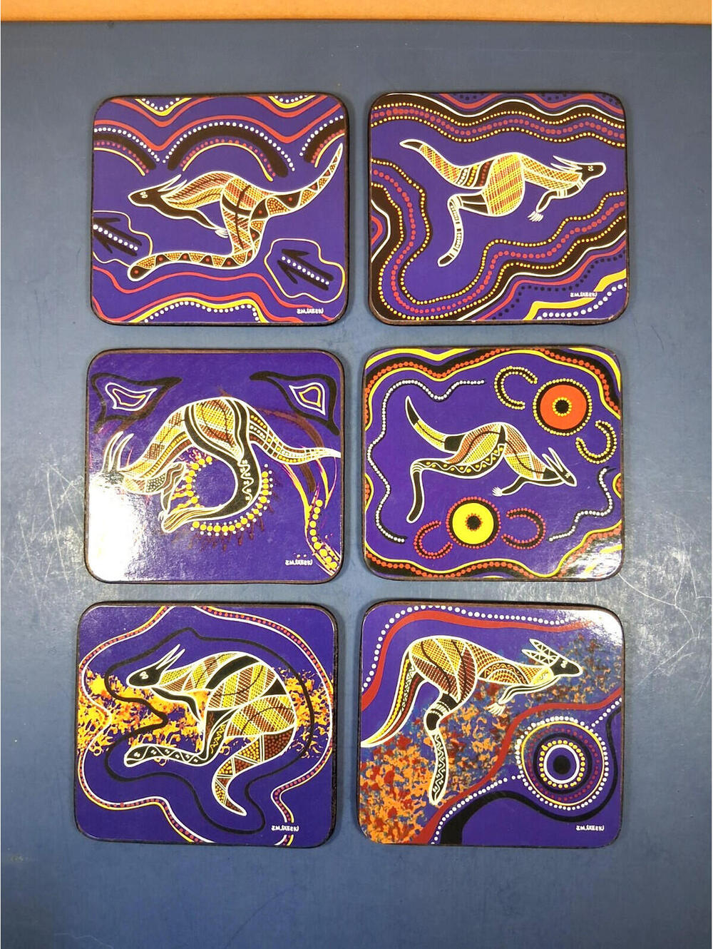 AUSTRALIAN ABORIGINAL Art By J.M Skeen Australia Coasters, Set of 6, Brand New!